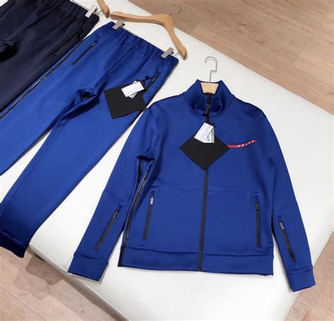 blue prada suit|Prada tracksuit men's.